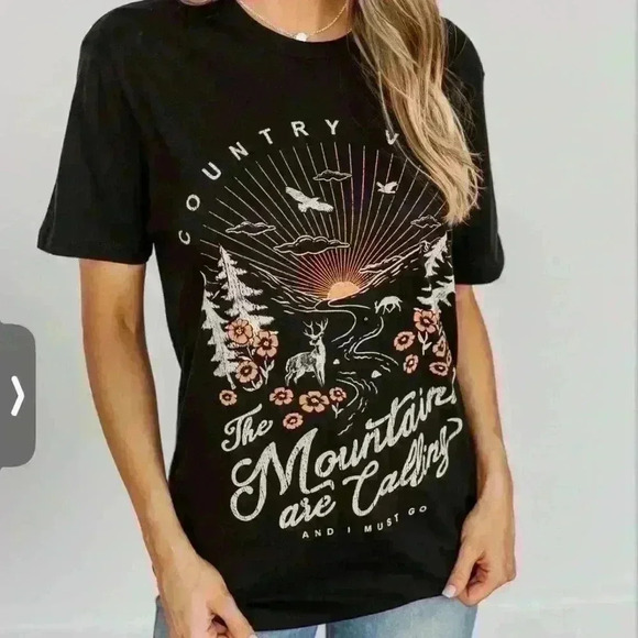 Black Sparrow | “Country Vibes - The Mountains are Calling” Graphic Tee | Size S - Picture 1 of 10